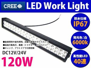 CREE社製 高品質 LEDワークライト 12v/24v 120w デッキライト 作業灯 6000k ホワイト発光 防水 オフロードランプ SUV ルーフランプ