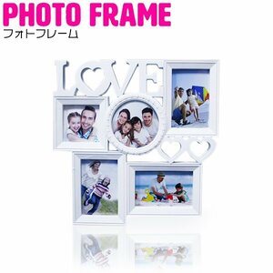 フォトフレーム 【Dタイプ】 壁掛け スタンド 写真立て ホワイト アンティーク ウッド 家族写真 Lサイズ