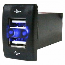 【スズキA】 スペーシア カスタム MK32S LED/ブルー 新設2口 USBポート 充電 12V 2.1A 増設 パネル USBスイッチホールカバー 電源_画像1