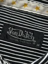 Von Dutch ヒッコリーストライプ 半袖 ワークシャツ ワッペン 刺繍　　バック ビッグロゴ デカロゴ ボンダッチ ロゴボタン 65/35 玉9717_画像3