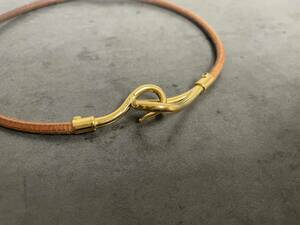 HERMES Hermes choker leather Gold 