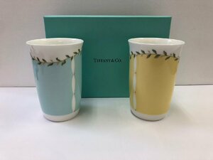 1円～【TIFFANY&Co.ティファニー】【ピンクチューリップ　ペアカップ】食器　工芸　インテリア　コレクション