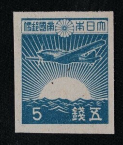 * collector. exhibition [ no. 3 next Showa era stamp asahi day ... machine ]5 sen / green blue NH beautiful goods F-34