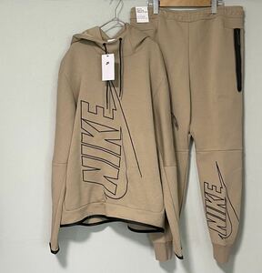 2XL new goods NIKE Nike men's Tec fleece Parker sweat pants jogger top and bottom setup sweat graphic beige 