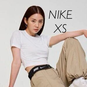 XSサイズ 新品 NIKE ナイキ エア AIR Tシャツ 半袖Tシャツ スリム ショート丈 クロップド 白 総柄 ロゴ