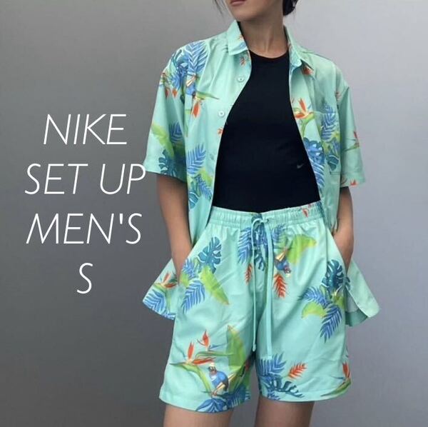 S 新品 NIKE メンズ 半袖シャツ ショートパンツ ウーブン セットアップ プリンテッド ウーブンショーツ 上下