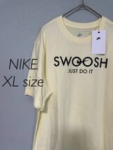 XL 新品 NIKE ナイキ メンズ スウッシュ Tシャツ 半袖Tシャツ 半袖 コットン 綿 クリーム イエロー ロゴT トップス JUST DO IT_画像1