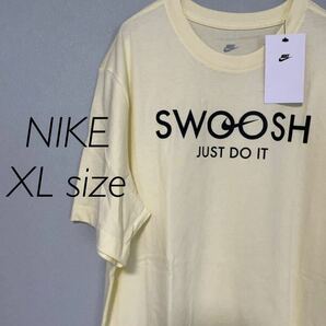 XL 新品 NIKE ナイキ メンズ スウッシュ Tシャツ 半袖Tシャツ 半袖 コットン 綿 クリーム イエロー ロゴT トップス JUST DO IT