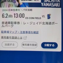 6月2日(日曜日) 日本ハムファイターズ 普通車駐車券 エスコンフィールド レ-ジェント北海道ボールパーク駐車場_画像1