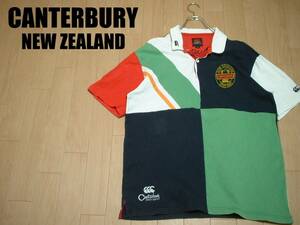 CANTERBURY切り替えカラーラガーシャツ3Lヘビーコットン2XL正規カンタベリー背番号付きNEW ZEALANDジャージトップRUGBYラグビー