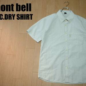 mont bell WIC.ドライタッチショートスリーブギンガムチェックシャツ美品Mボタンダウン正規1114374モンベル速乾性シアサッカー白ホワイトの画像1