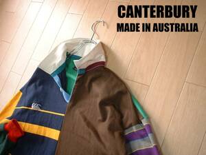 希少オーストラリア製CANTERBURYラガーシャツLマルチカラー正規カンタベリーRUGBYクレイジージャージMADE IN AUSTRALIA