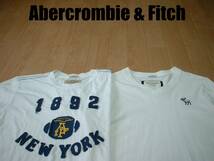 即戦力2着セット高級Abercrombie & Fitch大人気ビンテージワッペン&ワンポイント刺繍TシャツXL-XXL白ホワイト正規アバクロンビー&フィッチ_画像1