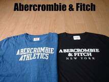 即戦力2着セット高級Abercrombie & Fitch大人気ワッペンロゴTシャツXXLインディゴ染め&ブラック正規アバクロンビー&フィッチ2XL藍染め_画像1