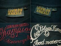 即戦力2着セットLOW BLOW KNUCKLE刺繍デコレーションTシャツ美品L-XL正規ローブローナックルバイカースカルSKULLロカビリースカジャン黒_画像2