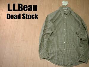 新品デッドストックL.L.BeanアウトドアチェックボタンダウンシャツM未使用WRINKLE RESISTANT正規エルエルビーンOUTDOORコットンJ-FIT