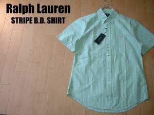 売り切り新品Ralph Laurenマルチストライプシャツ未使用ミントM半袖ワンポイントボタンダウン正規ラルフローレンOXFORDオックスフォード