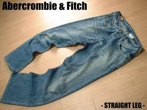 USA製Abercrombie & Fitchビンテージ加工STRAIGHT LEGジーンズW32正規オールドアバクロンビー&フィッチクラシックストレートデニムパンツ