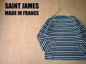 SAINT JAMESフランス製バスクシャツM正規38inセントジェームスマルチボーダーMADE IN FRANCEウェッソン長袖ロンTシャツNAVALナバルORCIVAL