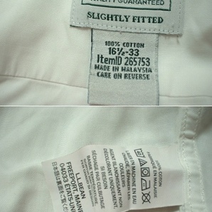 L.L.Beanホワイト白ボタンダウンシャツ16-1/2-33長袖SLIGHTLY FITTED正規エルエルビーンノンアイロンコットンOUTDOORアウトドアの画像3