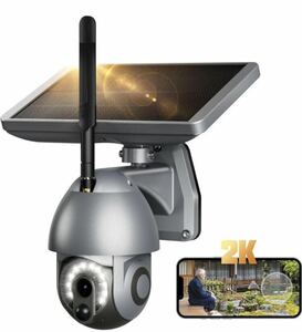 1C05b0O security camera monitoring camera solar wireless wireless 360°PTZ 300 ten thousand height image * nighttime color photographing Japanese Appli correspondence black.