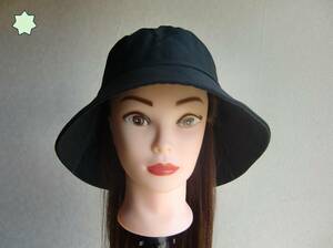 UVパーフェクトハット 紫外線カット 日よけ UV対策 つば広帽子 日本製(ブラック／アジャスタなし)