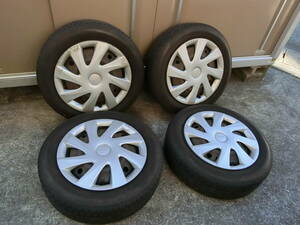 **155/65R14 Daihatsu original wheel cap & Bridgestone tire 22 year made set **