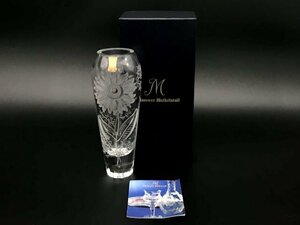 Meissener Bleikristall マイセンクリスタル フラワーベース マイセンフラワー ひまわり 花瓶 H約22.0 × Φ約8.5 cm 約900g 化粧箱あり
