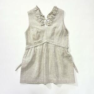 mE17 45R frill blouse back ribbon V neck sleeveless shirt 