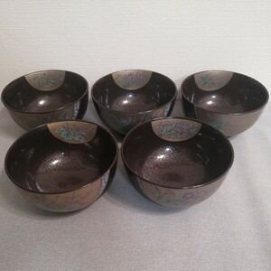 五色　花　茶碗　丼碗　５客　 /茶碗 美濃焼 茶道具 陶器 茶器 日本伝統工芸