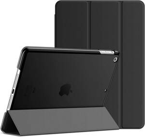 JEDirect iPad Air ケース (第1世代) レザー 三つ折スタンド オートスリープ機能 スマートカバー (ブラック)