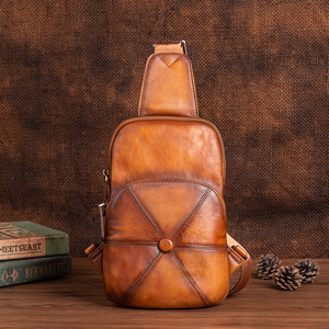  left right shoulder .. change original leather men's body bag cow leather cow leather leather one shoulder bag iPadmini correspondence bicycle bag Brown 