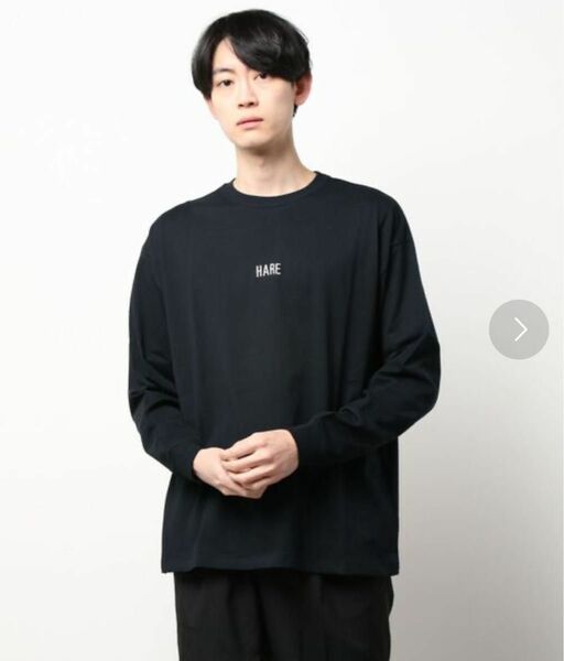 HAREロゴカットソー(HARE) ブラック S 長袖Tシャツ ロンT カットソー Tシャツ MEN