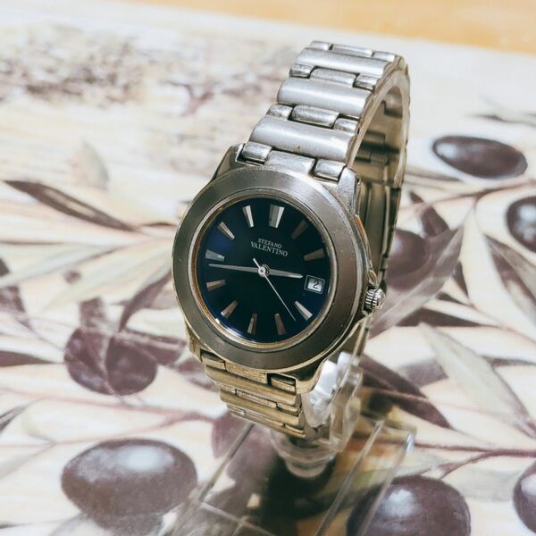 STEFANO VALENTINO ステファーノ バレンチノ 腕時計 クォーツ 3針 デイト 青文字盤 メンズ 時計