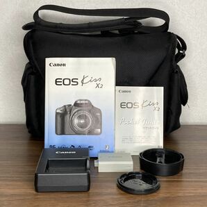 Y348【カメラバッグ&説明書付き】キャノン Canon EOS Kiss X2 レンズセットデジタル一眼レフカメラ の画像10