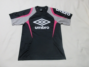 R-58★UMBRO(アンブロ)UBS7190A♪黒xグレーxピンク/半袖プラクティスシャツ(S)★