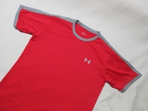 R-185★アンダーアーマー・MTR5904♪赤xグレー/UAテックHG グラフィック半袖Tシャツ(LG)★_画像2
