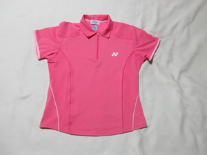 R-267*YONEX( Yonex )! розовый цвет / половина Zip рубашка с коротким рукавом (L)*