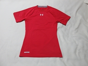 R-279★アンダーアーマー・MCM8110♪赤色/UAヒートギアコンプレッション半袖インナーシャツ(XL)★