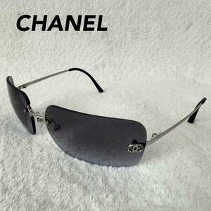 1 jpy ~ rare color CHANEL Chanel sunglasses 4017 here Mark silver blue 