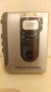 【通電確認・送料410円】AIWA アイワ 再生 録音 ポータブル カセットテープ レコーダー TP-71 LONG TIME RECORDING CASSETTE RECORDER