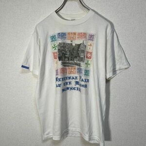 ジャージーズ　USA製半袖Tシャツ　白T　教会　アート　紋章　ビンテージ29 古着　入手困難　激レア　希少 人気　アメリカ製　90年代