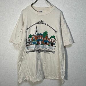 ヘインズ　USA製Tシャツ　ビンテージ　シングルステッチ　街　紋章　塔47 古着　入手困難　激レア　希少 人気　アメリカ製　９０年代