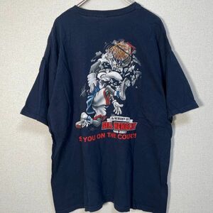 ギルダン　半袖Tシャツ　バスケ　ダンクシュート　アニマル　IBA　ネイビー　47 古着　入手困難　激レア　希少 人気　ビッグプリント