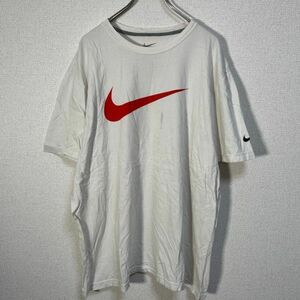 ナイキ　半袖Tシャツ　スウォッシュロゴ　白T　デカロゴ　スリーブロゴ72 古着　入手困難　激レア　希少 人気　NIKE　レギュラーフィット