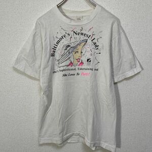 フルーツオブザルーム　USA製半袖Tシャツ 船　アート　女性　ビンテージ90s 49 古着　入手困難　激レア　希少　90年代　シングルステッチ