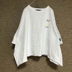 プレイボーイ　半袖Tシャツ　ショート丈　白T　刺繍ウサギ　ワンポイントa 古着　入手困難　激レア　希少 人気　袖ロゴスリーブロゴ