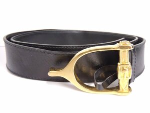  regular goods GUCCI Gucci Old Gucci leather made belt top type belt motif buckle Gold × black color declared size 105