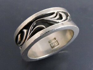 シルバー 銀製 UC 指輪 リング プレート アラベスクデザイン 幅約8㎜ 17号