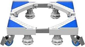 洗濯機 台 キャスター付4足8輪 冷蔵庫置き台 360°回転 移動式 伸縮式 防音 防振パッド 洗濯機かさ上げ台 昇降可能 洗濯機
